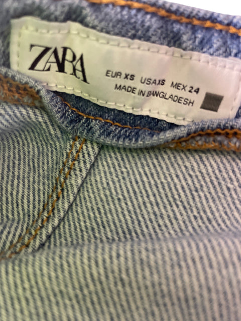 Falda Zara Botones Abierta Azul - Talla XS