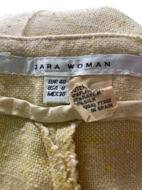 Conjunto Zara de Lino Pantalón/blazer Manga larga Beige - Talla 8