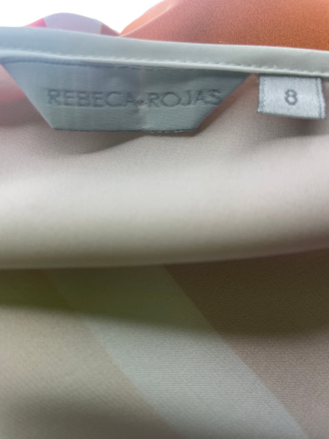 Blusa Rebeca Rojas Cuello v Estampado Naranja - Talla 8