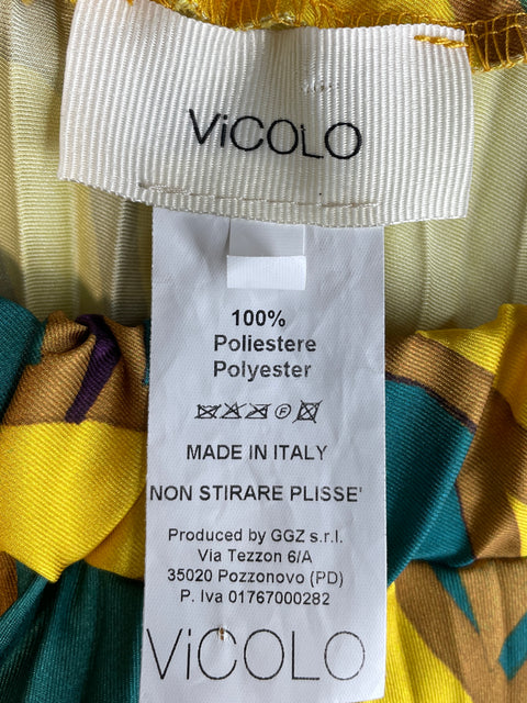 Falda Vicolo Plisado Estampado Amarillo - Talla U