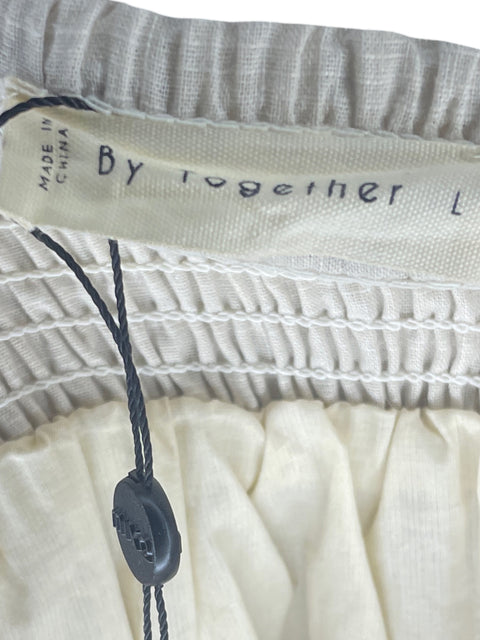 Falda By Together de Algodón Maxi Bordado Beige - Talla L