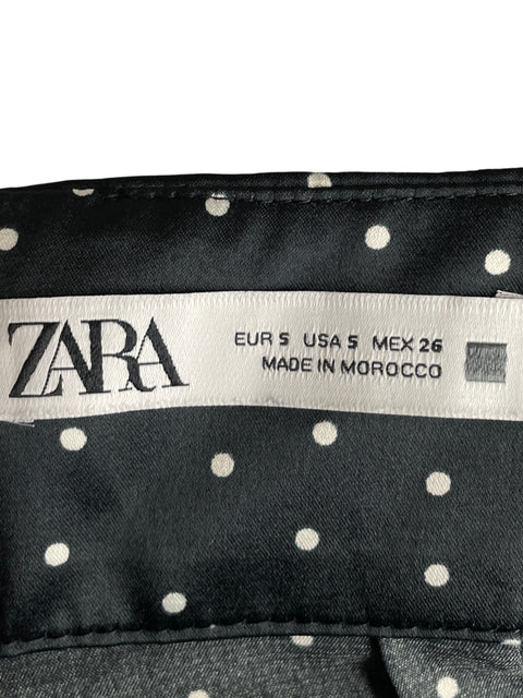 Vestido Zara Satinado Lunares Negro - Talla S