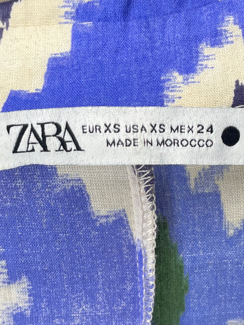 Blusa Zara Manga larga Estampado Azul - Talla XS