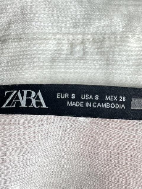 Blusa Zara de Viscosa Manga larga Blanco - Talla S