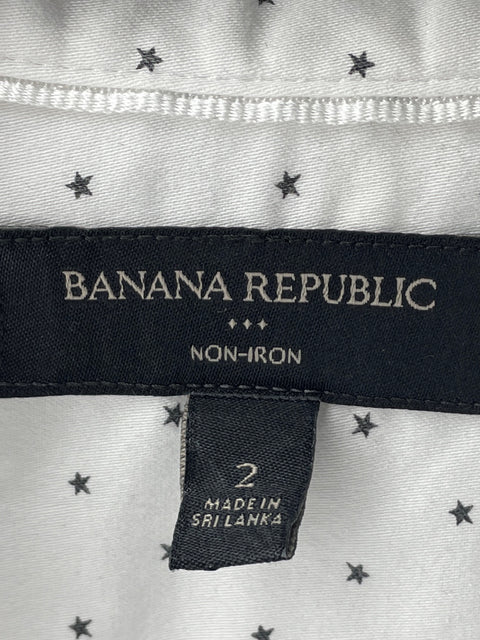 Blusa Banana Republic de Algodón Manga larga Estampado Blanco - Talla 2