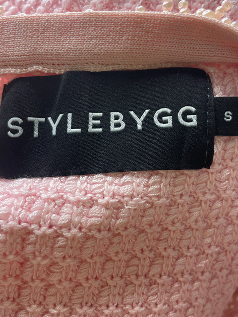 Vestido Stylebygg de Algodón Ajustado Manga corta Rosado - Talla S