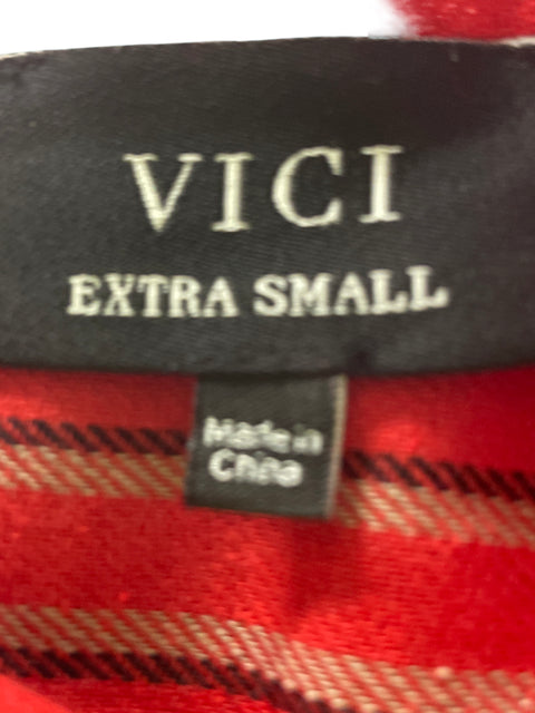 Camisa Vici de Algodón Rayas Botones Rojo - Talla XS