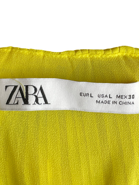 Mono Zara Vuelos Plisado Amarillo - Talla L