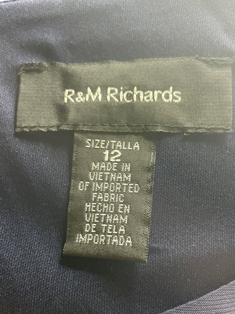 Vestido R&m Richards Corte a Estampado Azul - Talla 12