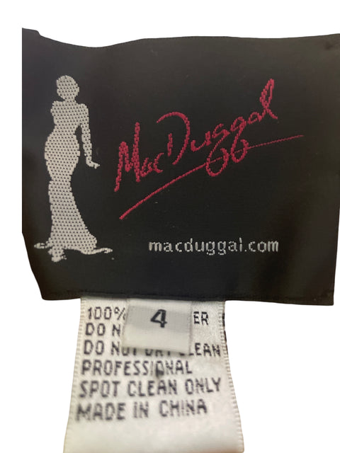 Vestido De Fiesta Mac Duggal Oneshoulder Brillo Dorado - Talla 4
