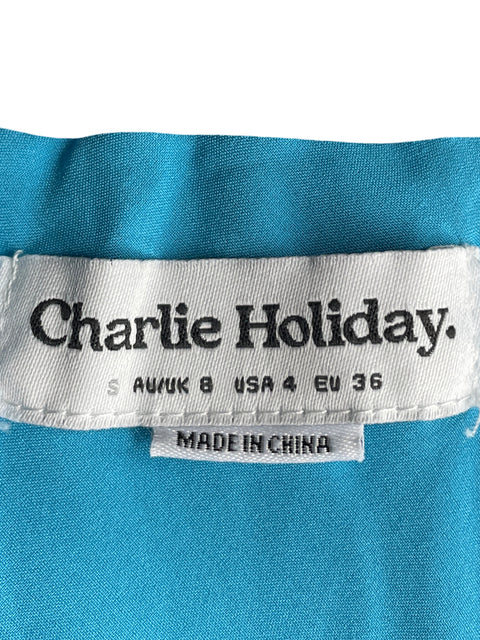 Falda Charlie Holiday de Viscosa Midi Estampado Azul - Talla 4