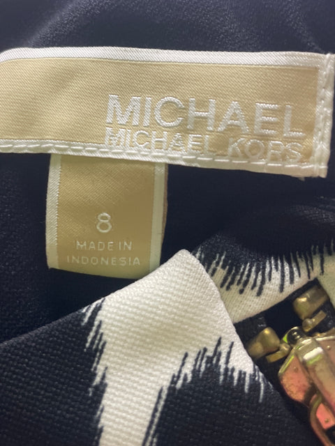 Vestido Michael Kors Estampado Ruchas Negro - Talla 8