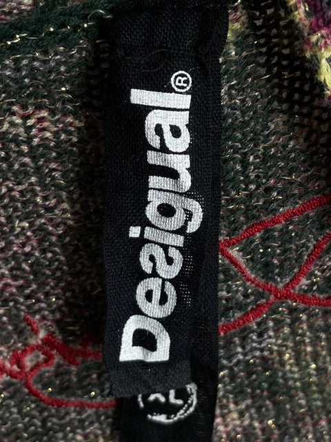 Cardigan Desigual de Algodón Cuello v Estampado Verde - Talla XL