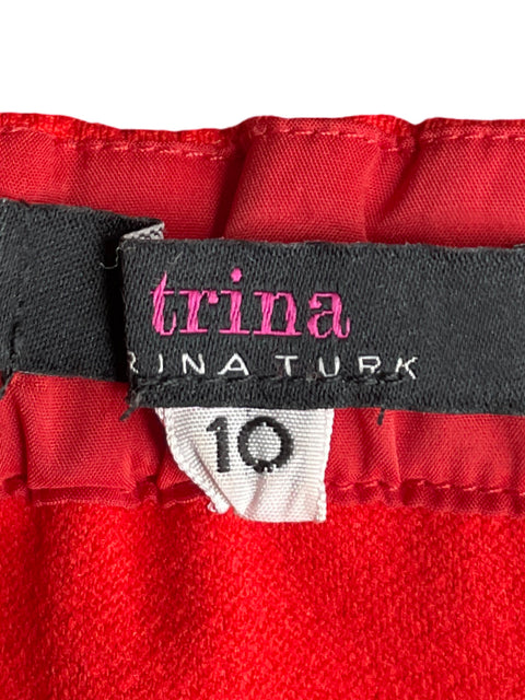 Vestido Trina Turk Midi Off-the-shoulder Rojo - Talla 10