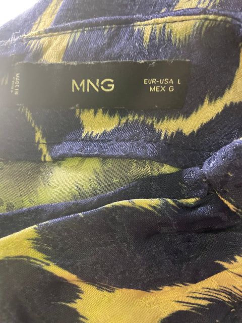 Falda Mng de Viscosa Estapado Midi Azul - Talla L