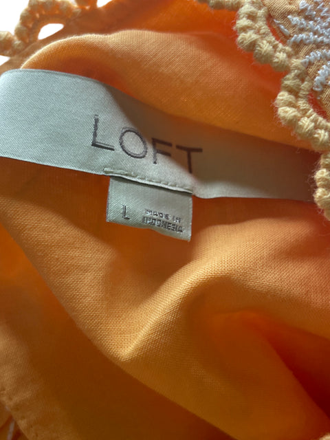Blusa Loft de Algodón Abullonado Estampado Amarillo - Talla L