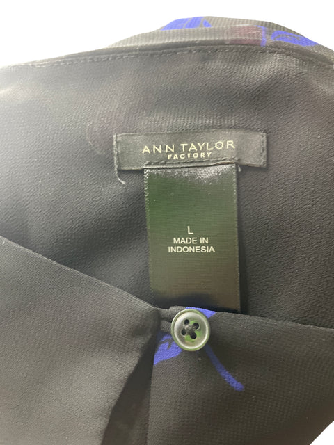 Blusa Ann Taylor Estampado Ruchas Negro - Talla L