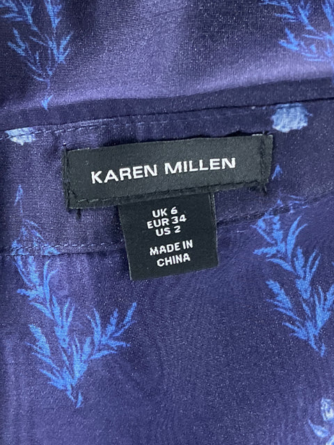 Blusa Karen Millen Estampado Azul - Talla S