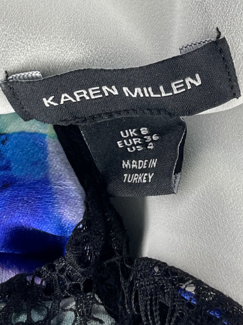 Top Karen Millen Estampado Azul - Talla 4