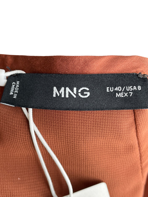 Falda Mango Midi Brillo Marrón - Talla 40