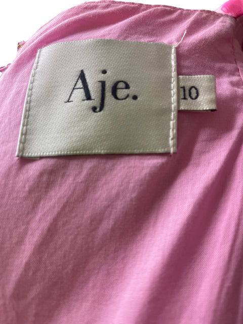 Vestido Aje Cuello v Ruchas Rosado - Talla 10