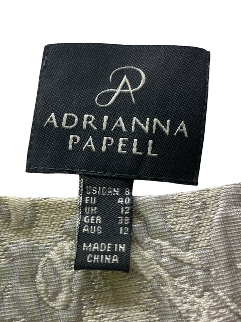 Vestido Adrianna Papell Texturizado Sin mangas Plateado - Talla 12