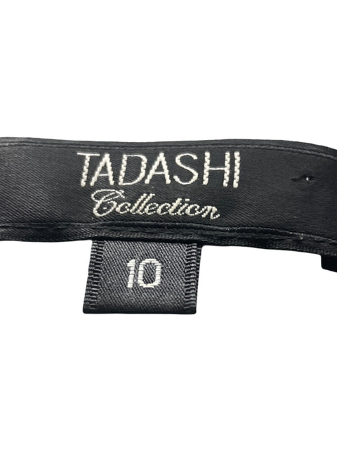 Blusa Tadashi de Seda Texturizado Cuello v Plateado - Talla 10
