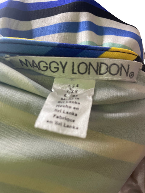 Vestido Maggy London Rayas Sin mangas Azul - Talla 4