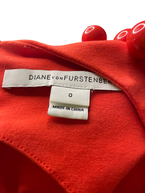 Vestido Diane Von Furstenberg Liso Sin mangas Naranja - Talla 0