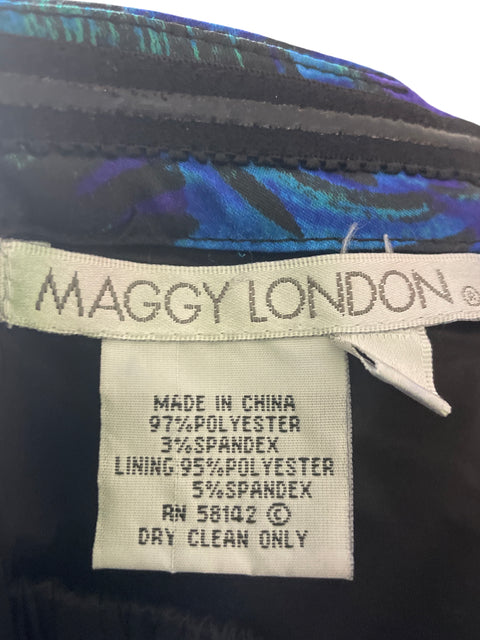 Vestido Maggy London Estampado Tiras Azul - Talla 12