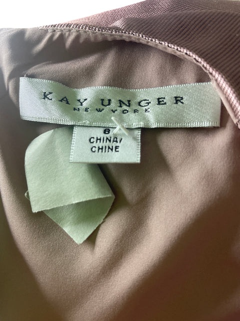 Vestido De Fiesta Kay Unger Satinado Sin mangas Rosado - Talla 8