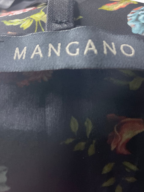 Vestido De Fiesta Mangano Estampado Floral Negro - Talla 44