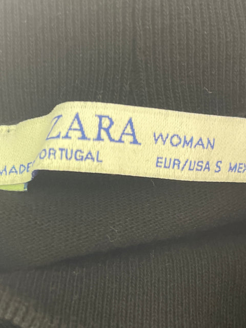Blusa Zara de Algodón Cuello alto Liso Negro - Talla S