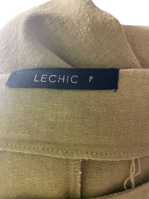 Vestido Lechic de Lino Manga corta Suelto Beige - Talla S