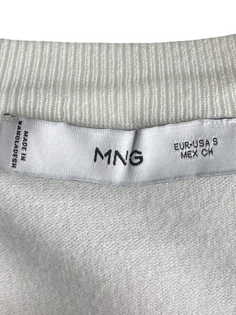 Blusa Mango de Viscosa Manga corta Rayas Blanco - Talla S