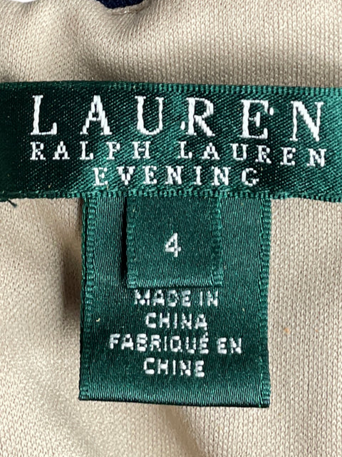 Vestido De Fiesta Ralph Lauren Maxi Encaje Azul - Talla 4