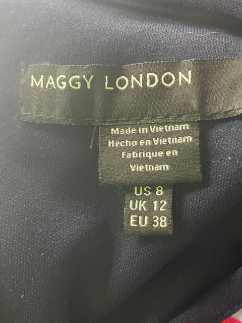 Vestido Maggy London Rayas Sin mangas Negro - Talla 8