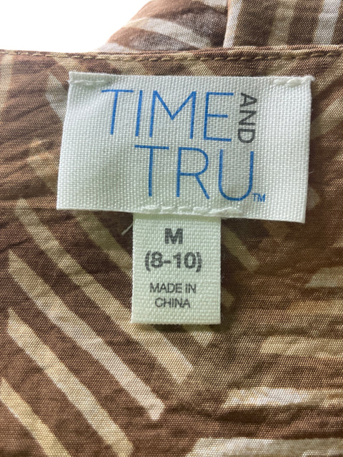 Vestido Time & Tru Cruzado Suelto Marrón - Talla M