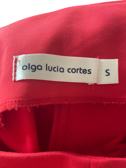 Pantalón Olga Lucia Cortez Ajustado Palazo Rojo - Talla S