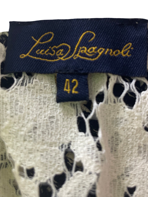Vestido Luisa Spagnoli de Algodón Encaje Manga larga Blanco - Talla 42