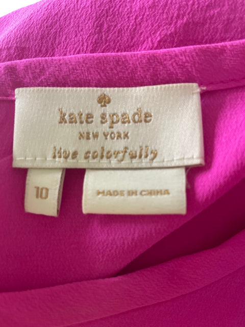 Blusa Kate Spade Liso Ruchas Rosado - Talla 10