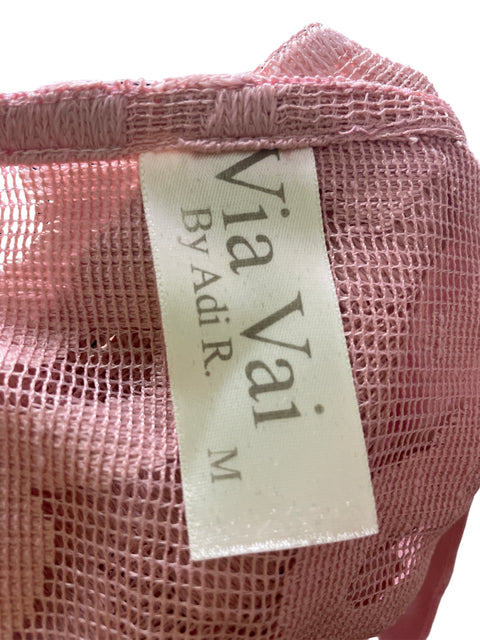 Blusa Vía Vai Abullonado Transparente Rosado - Talla M