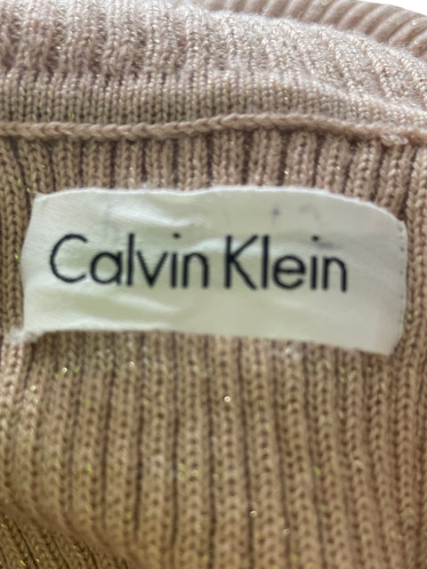 Vestido Calvin Klein Plisado Midi Beige - Talla S