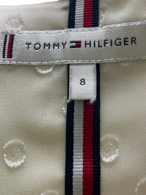 Blusa Tommy Hilfiger Transparente Apliques Blanco - Talla 8