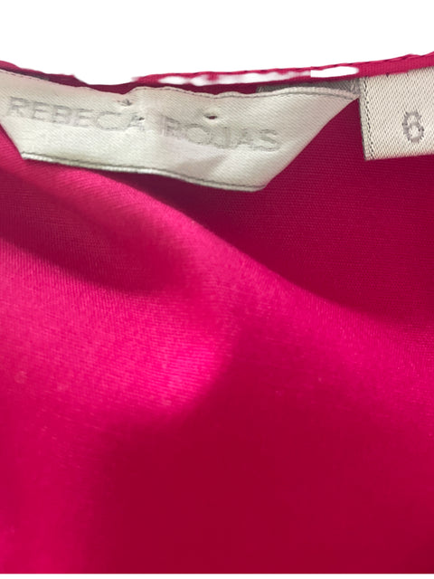 Vestido Rebeca Rojas de Algodón Abullonado Fajon Rosado - Talla 6