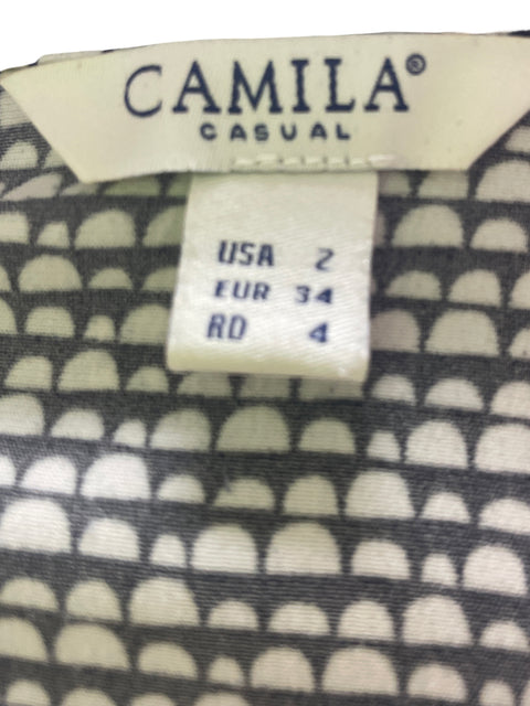 Blusa Camila Ruchas Estampado Negro - Talla 2