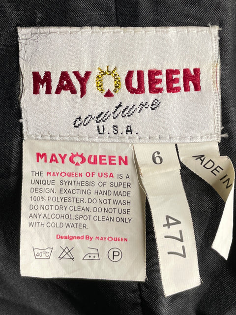 Vestido De Fiesta May Queen Halter Pedrería Negro - Talla 6