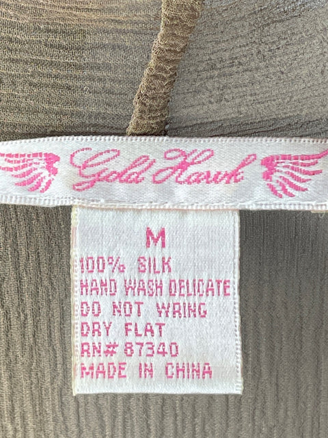 Blusa Gold Hawk de Seda Bordada Marrón - Talla M