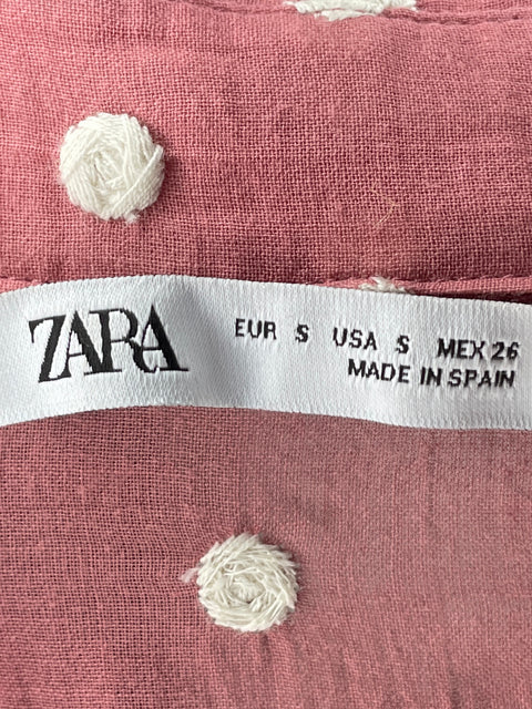 Blusa Zara Manga larga Bordado Rosado - Talla S