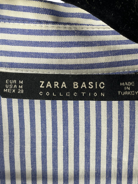 Blusa Zara de Algodón Manga larga Rayas Azul - Talla M